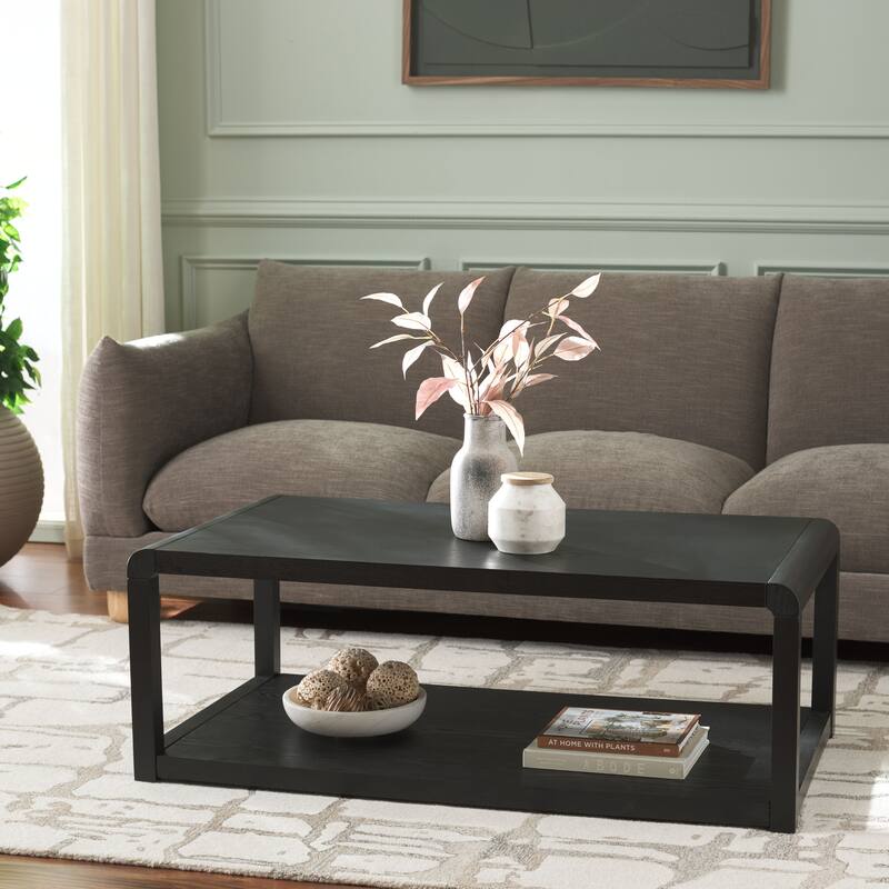 SAFAVIEH Home Omara 2 Tier Coffee Table - 45"W x 24"D x 16"H - Black
