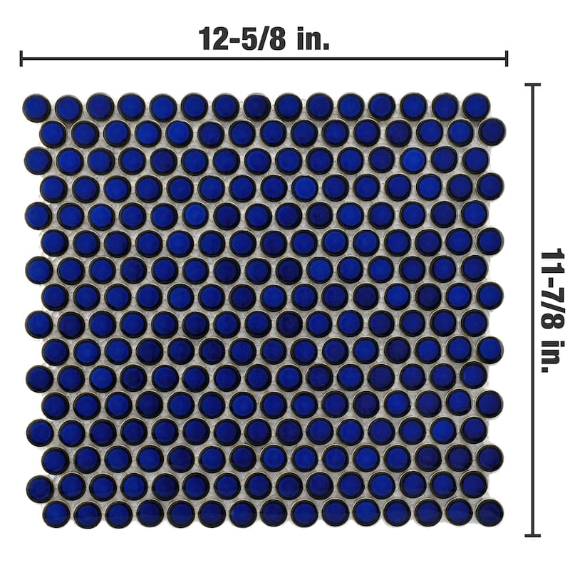 Merola Tile Hudson Penny Round Blue Eye 11-7/8" x 12-5/8" Porcelain Floor and Wall Tile