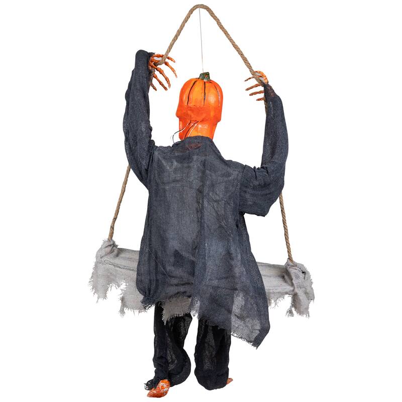 Animated Swinging Pumpkin Man Halloween Decoration - 30"