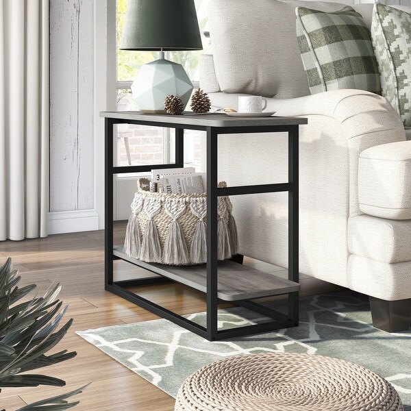 DH BASIC Urban Oak 32-inch Long Side Table with Lower Shelf