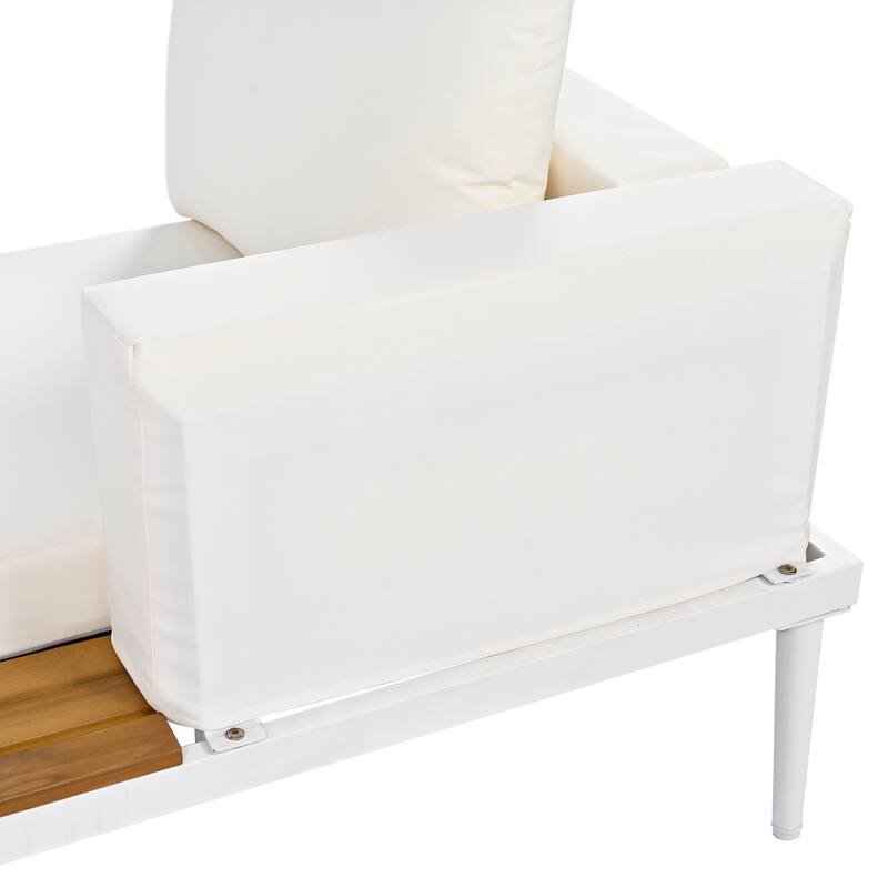 Modern Outdoor Daybed Patio Metal Daybed - Beige
