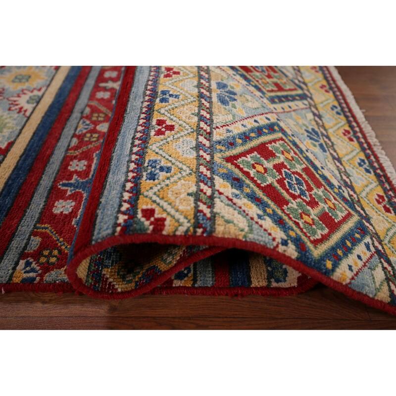 Striped Kazak Oriental Area Rug Handmade Wool Carpet - 5'2" x 6'8"