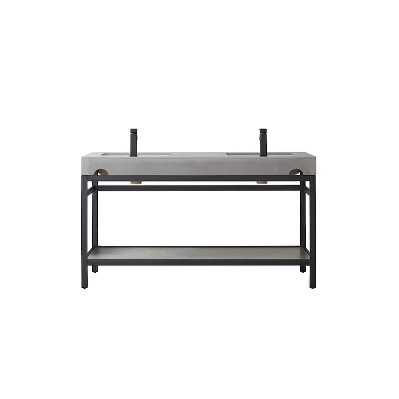 Funes 60" Double Vanity, Metal Support with Stone Top without Mirror - 60''x22''