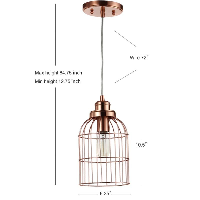 SAFAVIEH Lighting Janick Adjustable 1-Light Led Rose/ Gold Pendant - 6.25"x6.25"x12.8-84.8" - Copper - 6"Wx6"Dx85"H