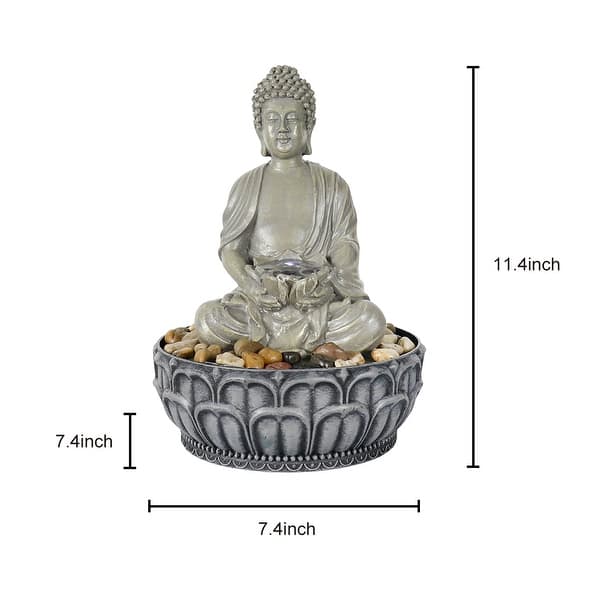 dimension image slide 0 of 2, Indoor Buddha Tabletop Waterfall Fountain for Home, Office Decoration