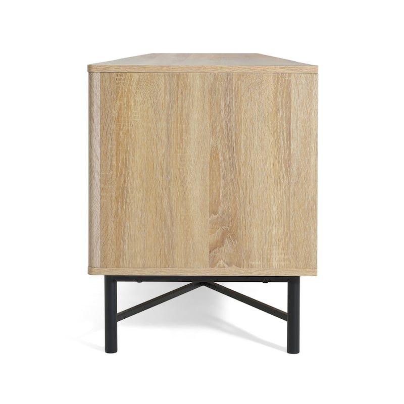 Functional 4-Door TV Cabinet - 2 Storage Spaces, Adjustable Shelves