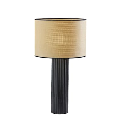 Ceramic Table Lamp with Beige Fabric Drum Shade Rotary Switch