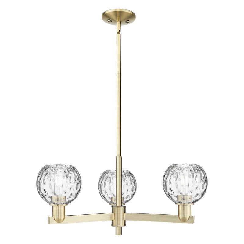 Innovations Lighting Endless Possibilities Arcadia - Athens Water Glass - 3 Light 28" Stem Hung Chandelier - Antique Brass