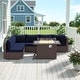 preview thumbnail 2 of 51, 7-Piece Outdoor Deep Seating Sectional Wicker Patio Conversation Set with Fire Pit