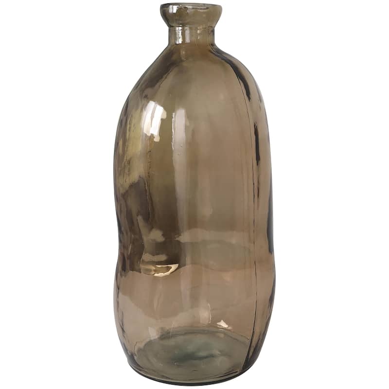 Recycled Glass Abstract Handmade Curved Spanish Bottle Decorative Vase - Green, Blue, Clear, Brown - Roche River Decor