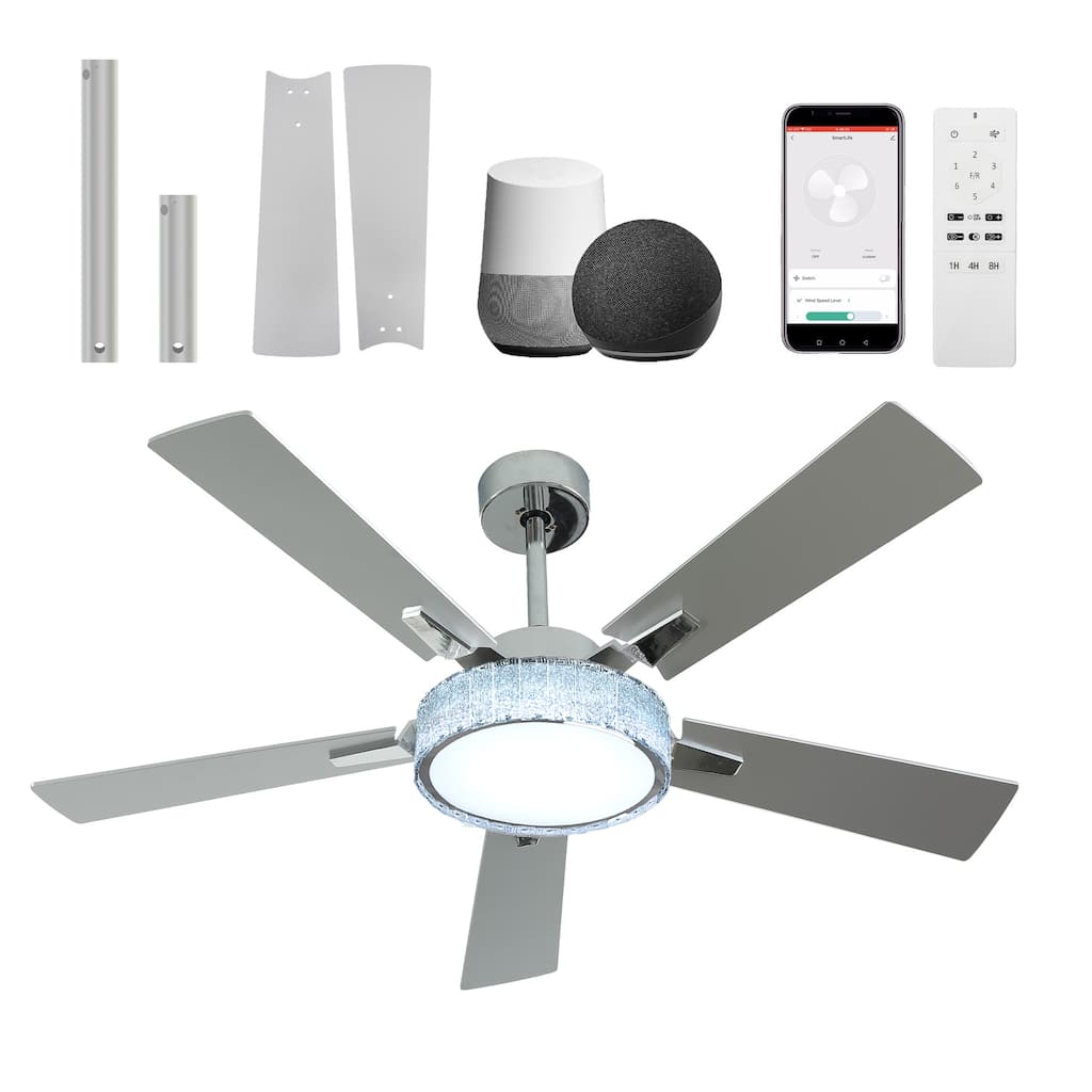 Moasis 52 Inch Crystal Ceiling Fans with Lights and Remote Control - 52 Inches