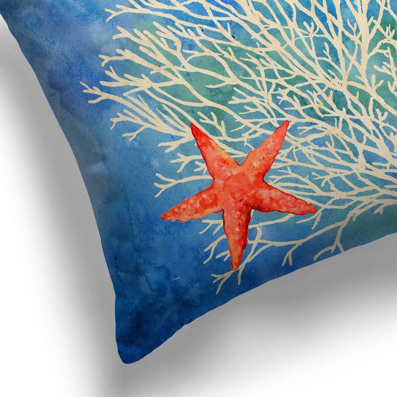 Laural Home Coral Starfish Splash Indoor Decorative Pillow