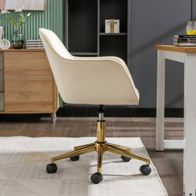 Velvet Adjustable Height Home Office Swivel Chair with Universal Wheel