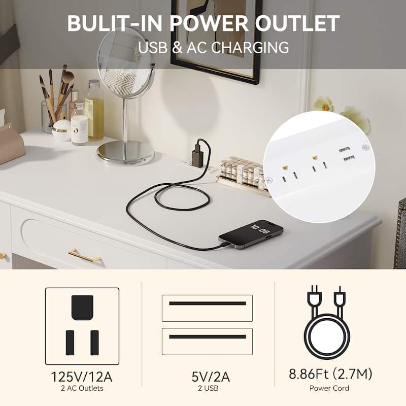 Elegant Vanity Makeup Table & Chair Set, Modern Dressing Table