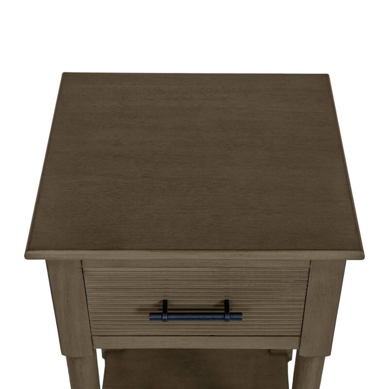 Azalea Park Ribbed Drawer Wood Accent Table with Shelf - 14 W x 13.40 D x 28 H
