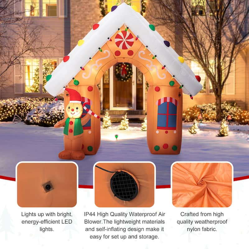 Glitzhome 8FT Lighted Gingerbread House Inflatable Decor