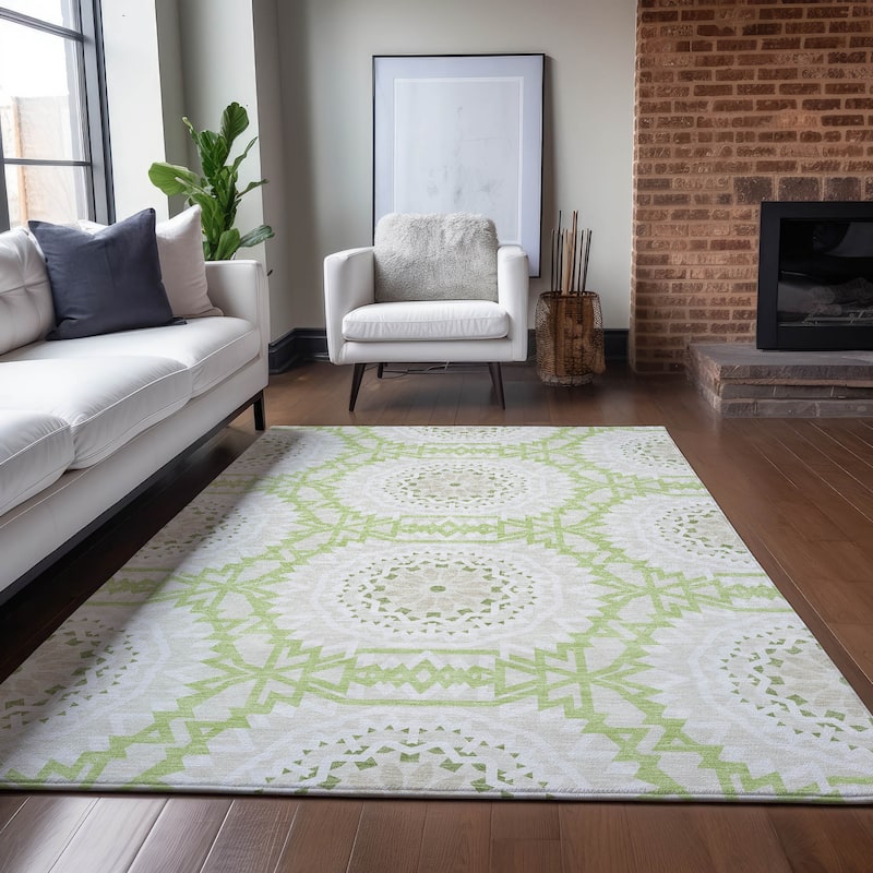 Machine Washable Indoor/ Outdoor Chantille Moroccan Boho Rug - Aloe - 2'6" x 3'10"