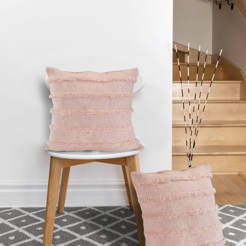 20" Blush Pink Solid Over Tufted Square Throw Pillow
