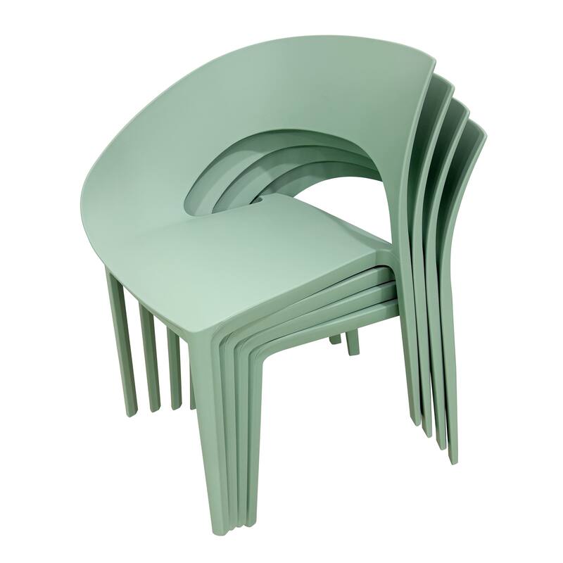 Single-Side Chair - One-Piece Design for Indoor & Outdoor Use,suitable for gardens, terraces (Set of 4)