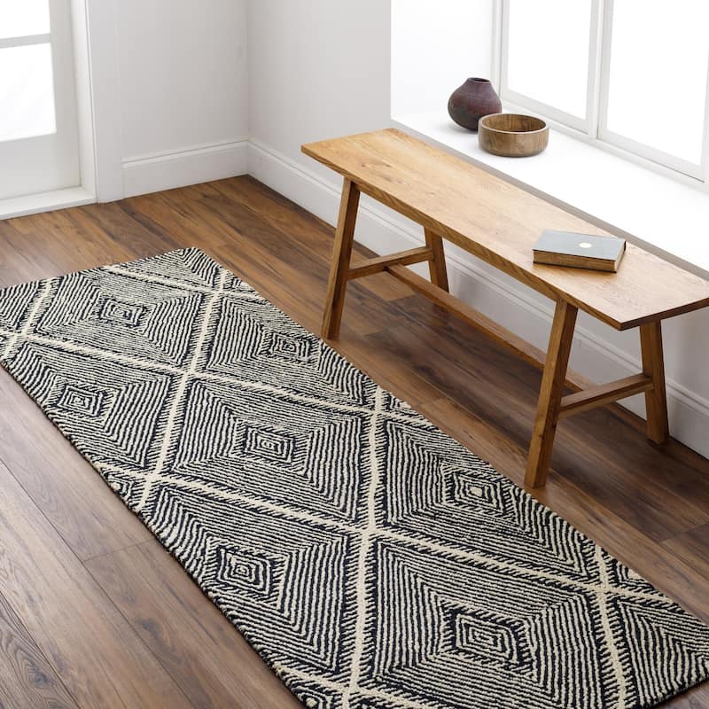 Livabliss Maroc Bohemian & Eclectic Area Rug - 2'6" x 8' - Black/Beige - Runner