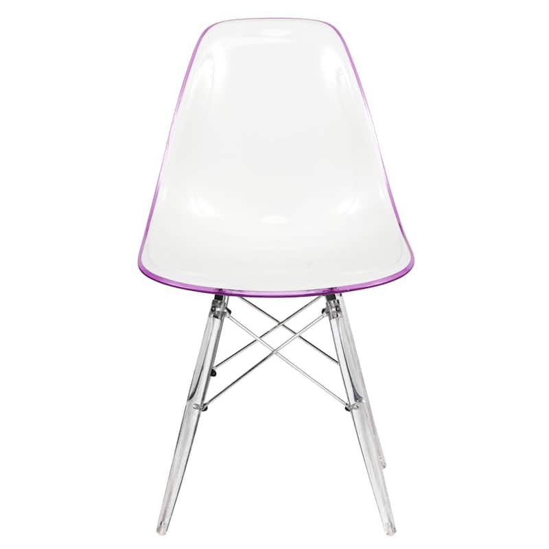 LeisureMod Dover Molded Side Chair with Acrylic Base, Set of 4 - Red - 36 x 32.4 x 16.25