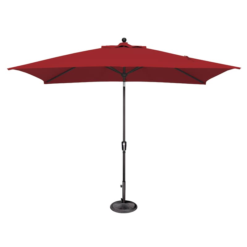 SimplyShade Catalina Rectangle Black Push Button Tilt Umbrella - Really Red