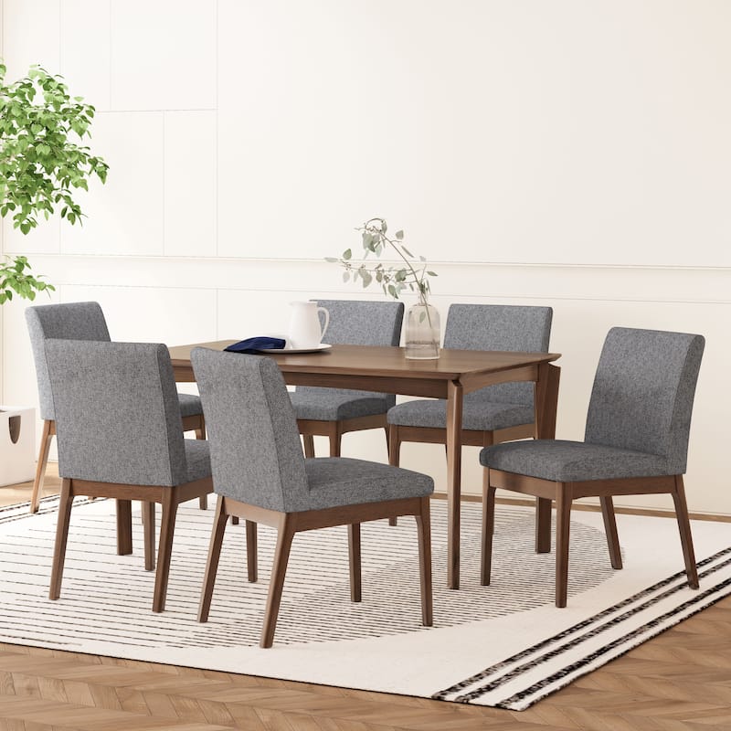 Atherton Wood 7 Piece Dining Set by Christopher Knight Home - Walnut + Dark Gray