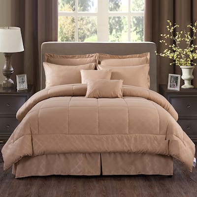 10-piece Solid Plaid Comforter Set