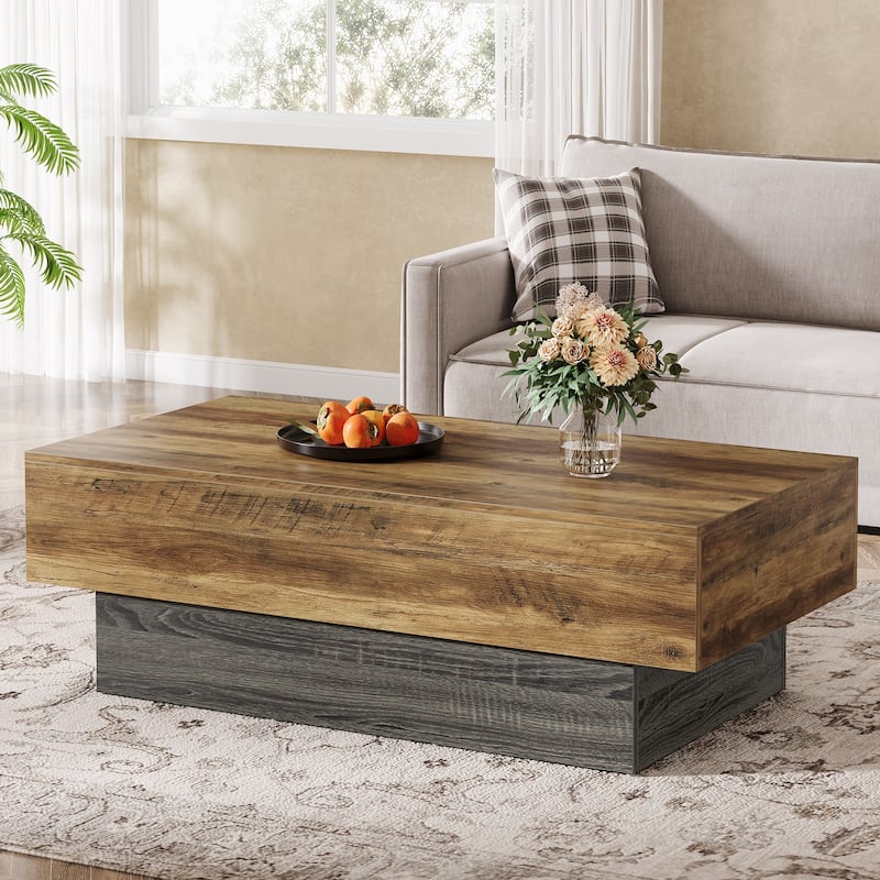 55-Inch Wooden Coffee Tea Center Table for Living Room