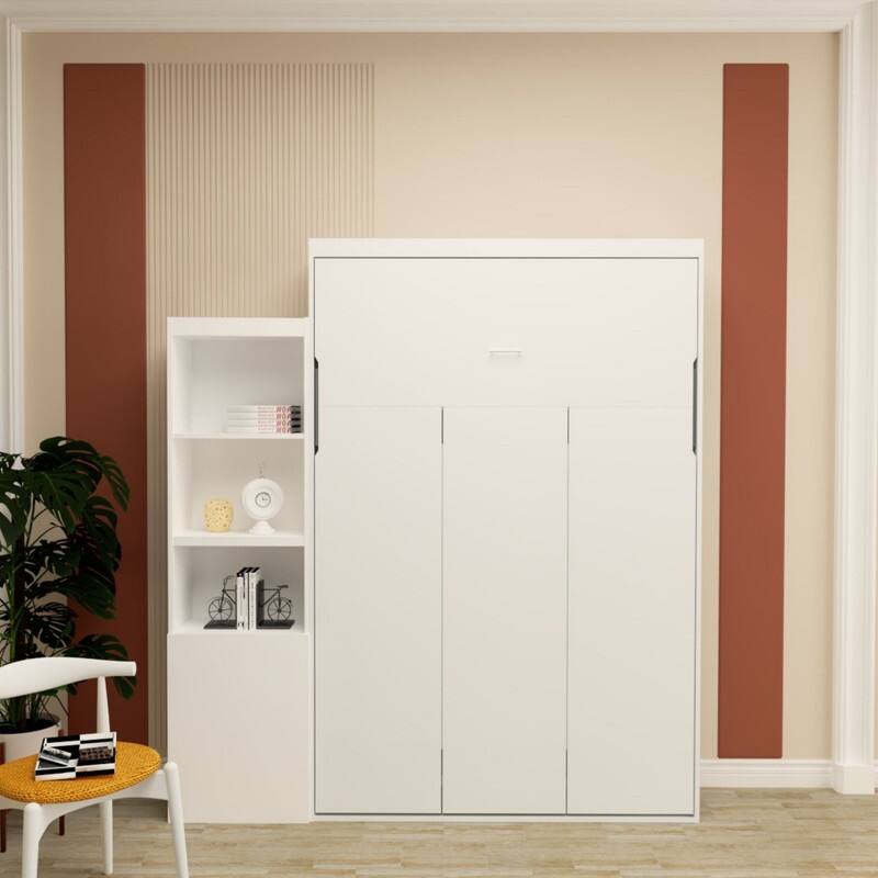 Queen Size Murphy Bed with Shelf and Drawers