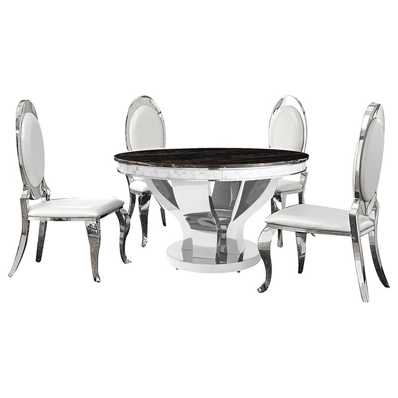 Anchorage Chrome 5-piece Round Dining Set