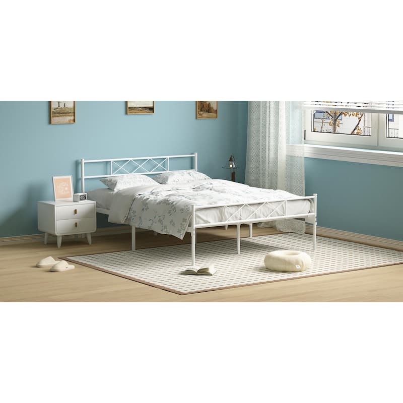 VECELO Modern Premium Metal Platform Bed Frames, Twin/Full/Queen Size Bed, Student apartment Beds