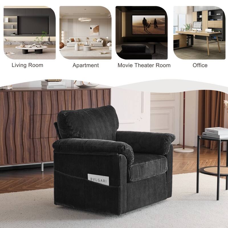 33" Corduroy Swivel Single Sofa Chair
