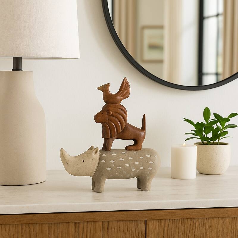 Decorative Stacked Animal Figurines - 8" Multi
