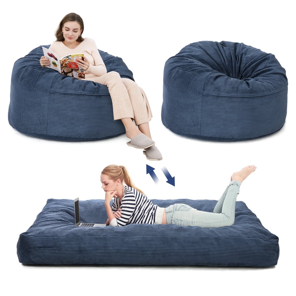 2 in 1 Bean Bag Chairs, Convertible Floor Cushions for Living Room Bedroom