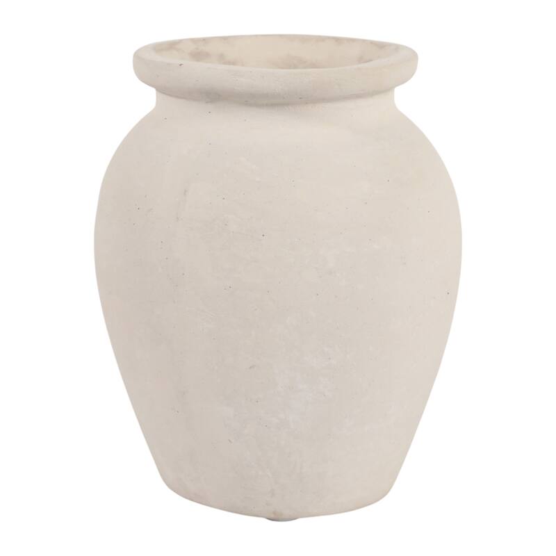 Decorative Round Pottery Vase - Rustic Boho Flower Vase