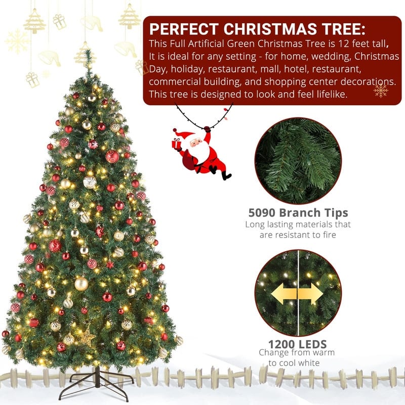 10 ft. 1200 Lights with Colorful 10 Modes Christmas Tree - N/A