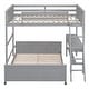 preview thumbnail 3 of 7, Full over Full Bunk Bed with Desk & Drawers, Wooden Separated Bedframe