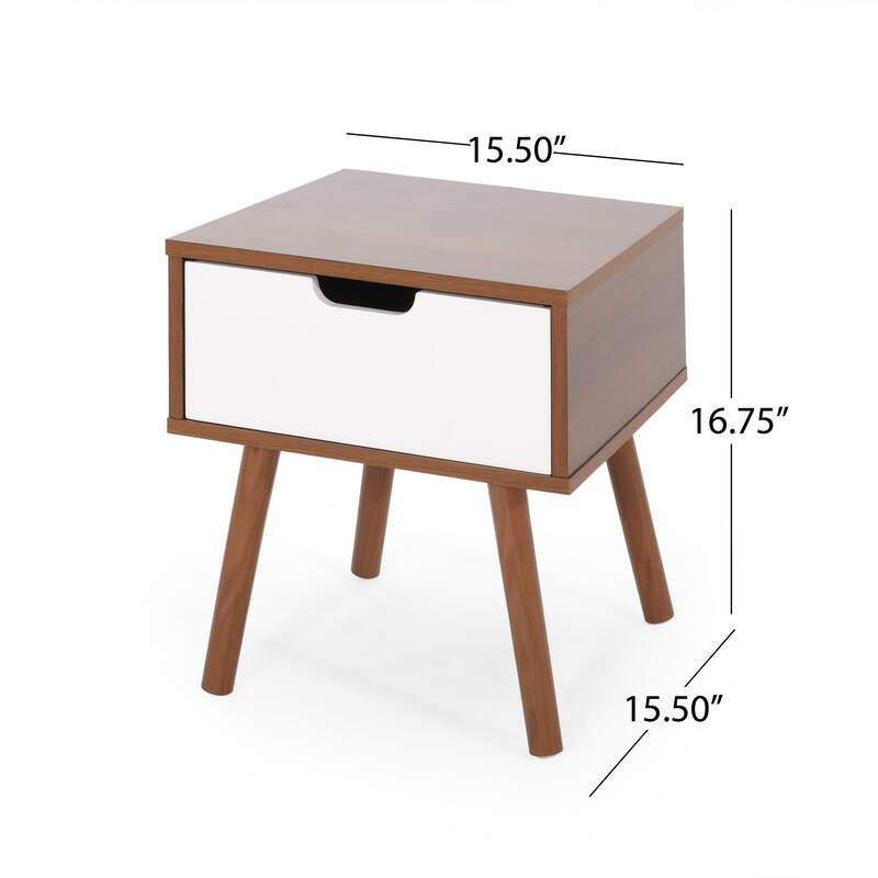 Roomfitters Modern End Table with Storage Drawer, Nightstand for Bedroom or Living Room