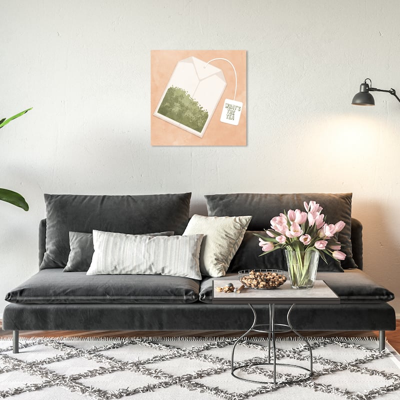 Wynwood Studio Prints Typography and Quotes What's The Tea Orange and Light Orange Modern & Contemporary Wall Art Canvas Print - 20 x 20