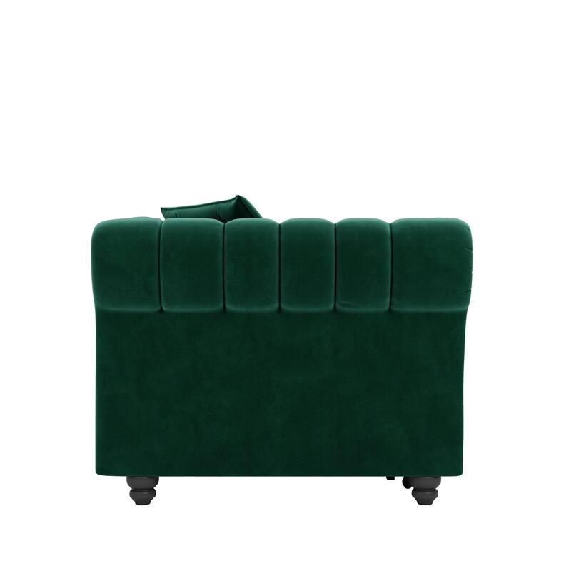 89 " W 3-in-1 Pull-Out Velvet Sofa Bed,3-Seater Convertible King Size Sleeper Sofa with Movable Ottoman