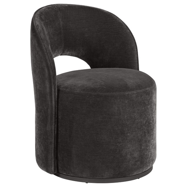slide 2 of 20, Harjo Velvet Upholstered Swivel Accent Chair Charcoal Grey