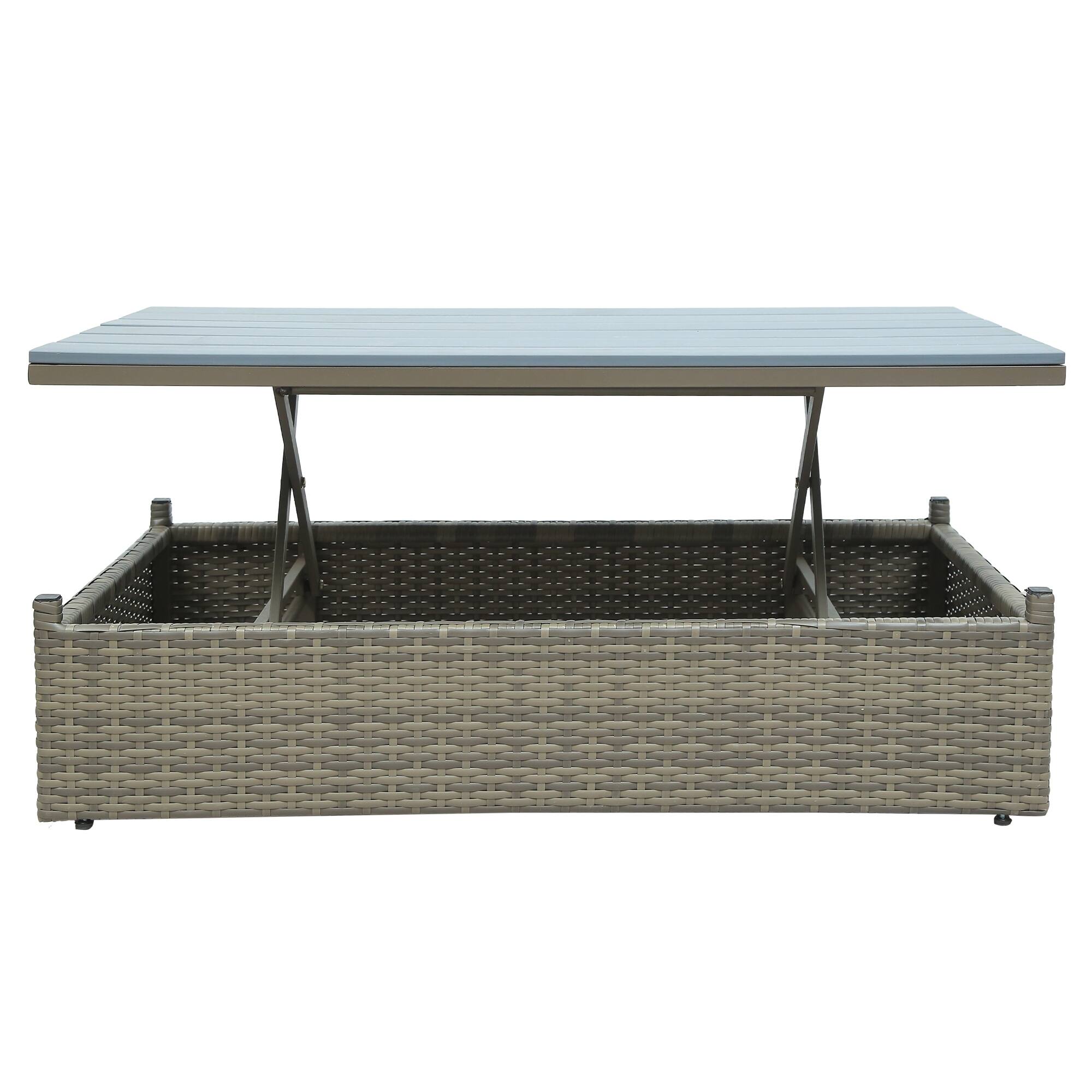 Outdoor Patio Furniture Wicker Sectional Sofa Set with Liftable Coffee