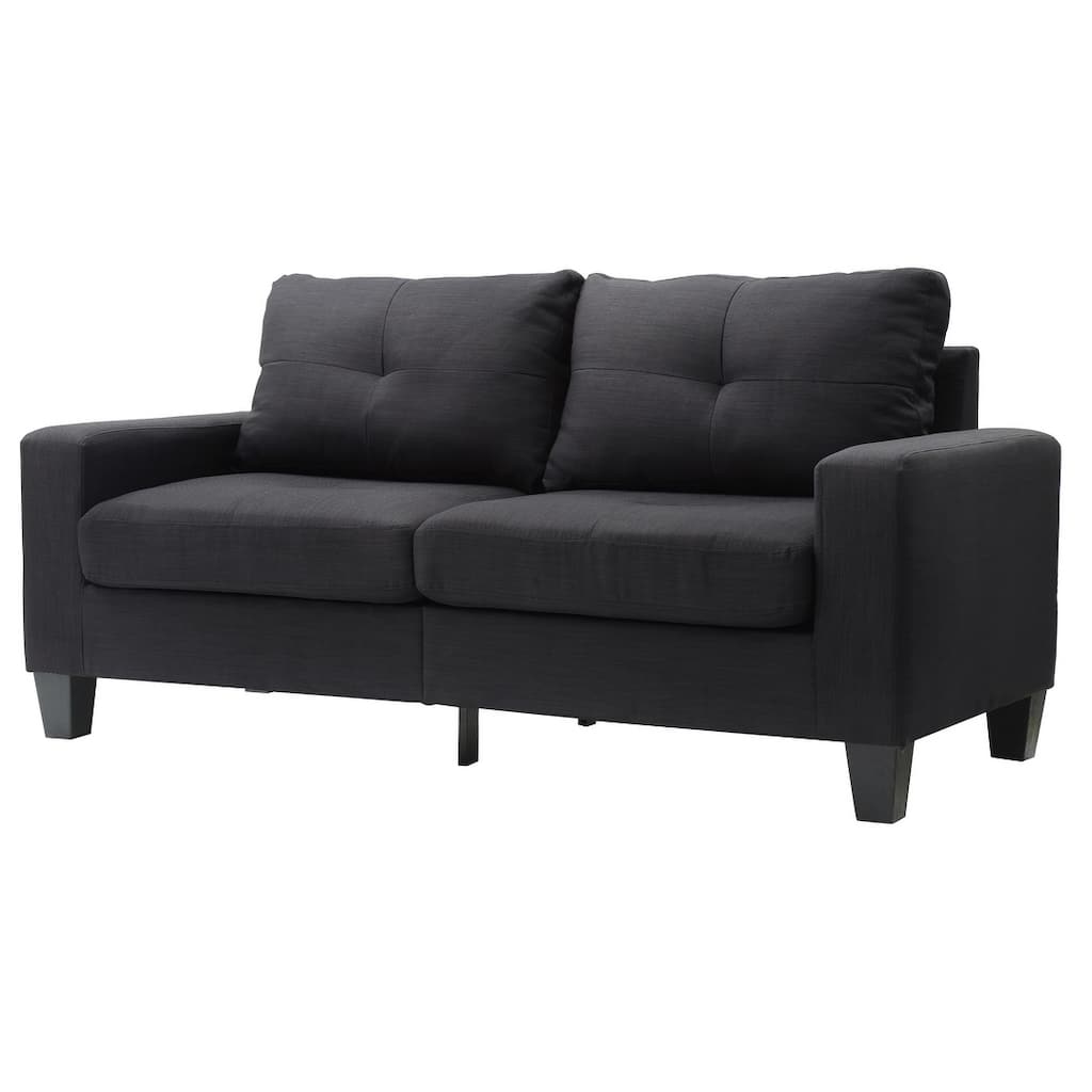 Square Arm Twill Tufted Straight Sofa - 71" - Black
