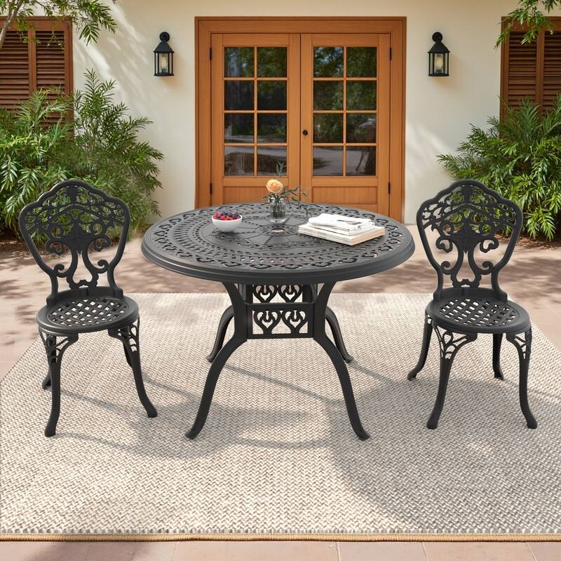 Traditions 3-Piece Patio Outdoor Dining Set with 2 Dining Chairs and 39.37 in.Round Table, Rust Free