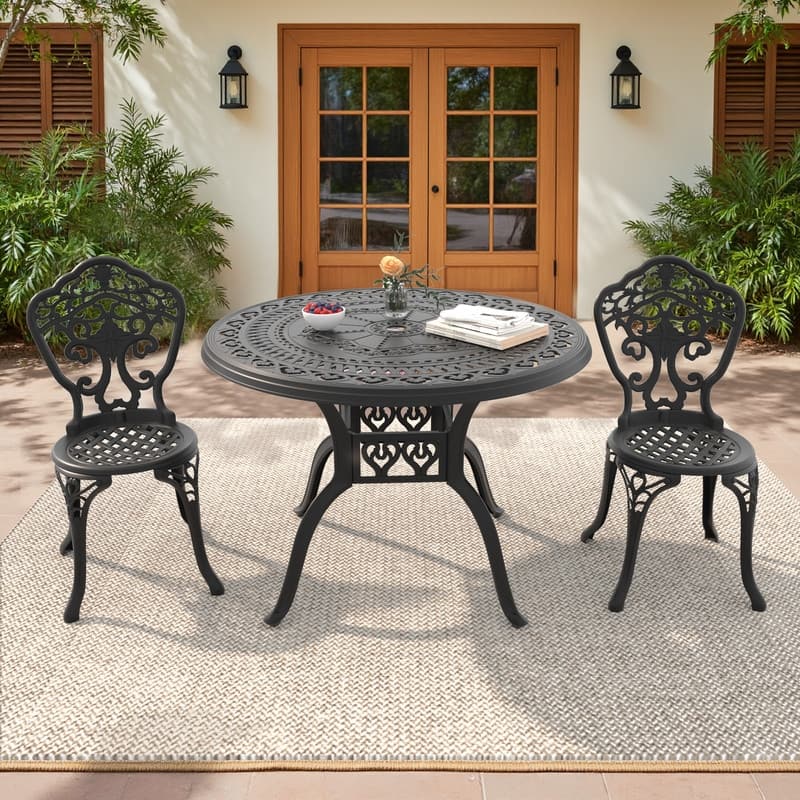 Traditions 3-Piece Patio Outdoor Dining Set with 2 Dining Chairs and 39.37 in.Round Table, Rust Free