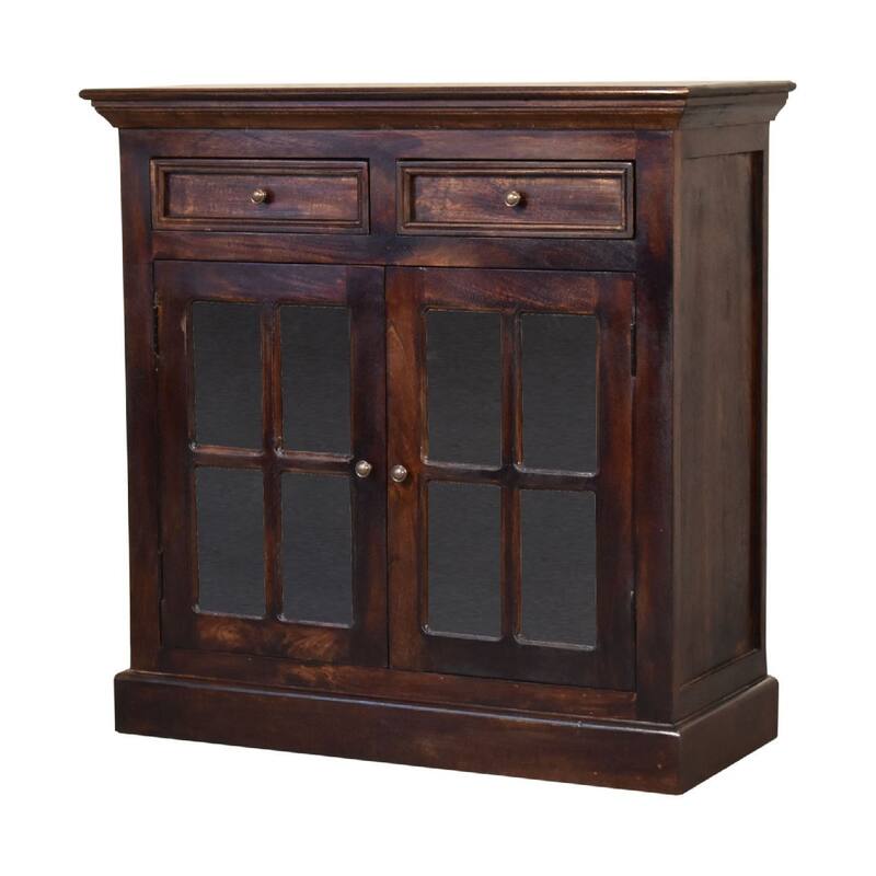HomeRoots 35" Walnut Solid Wood Accent Cabinet With Two Doors And Two Drawers