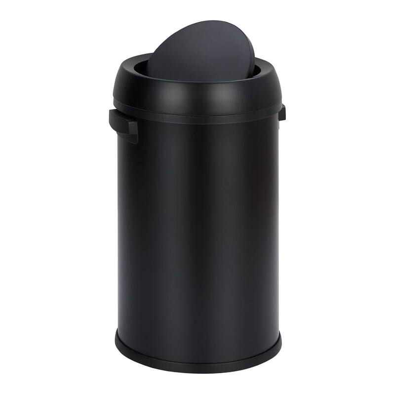 17 Gallon Commercial Stainless Steel Trash Can with Flip-Top - Black