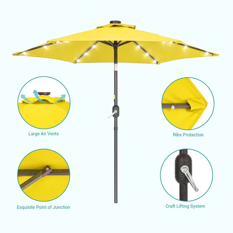 BONOSUKI 7.5ft LED Patio Umbrella Table Umbrellas,with Tilt and Crank