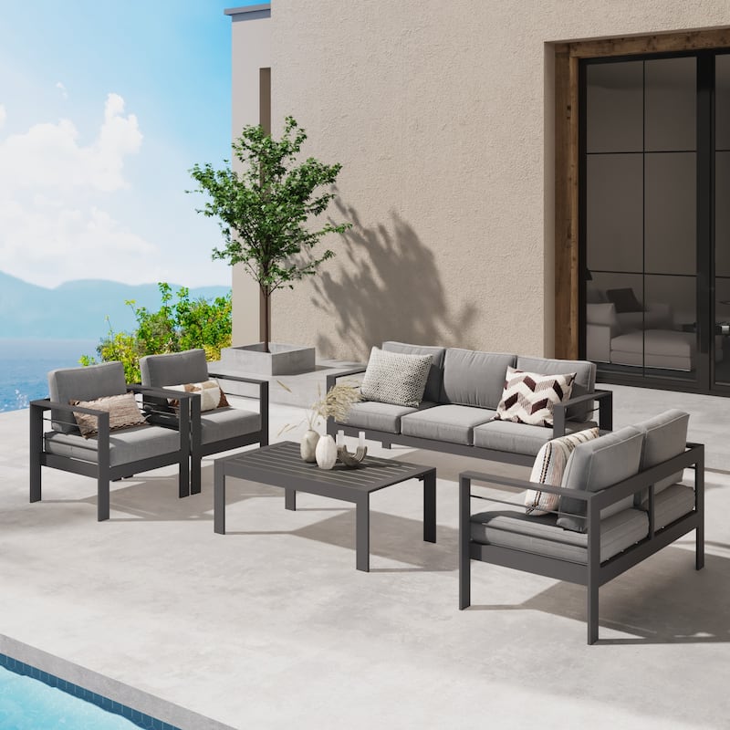 Royalcraft 5 Piece Aluminum Outdoor Furniture Set - Dark Grey